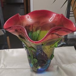 Dale Tiffany Coast Sand Hand Blown Art Glass Vase