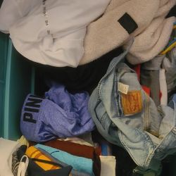 HUGE BIN OF CLOTHES!!  