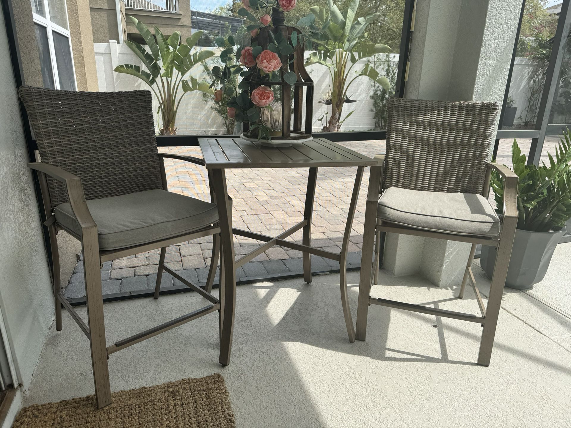 Outsunny Porch Bistro Furniture, Set of 2 Patio Chairs.