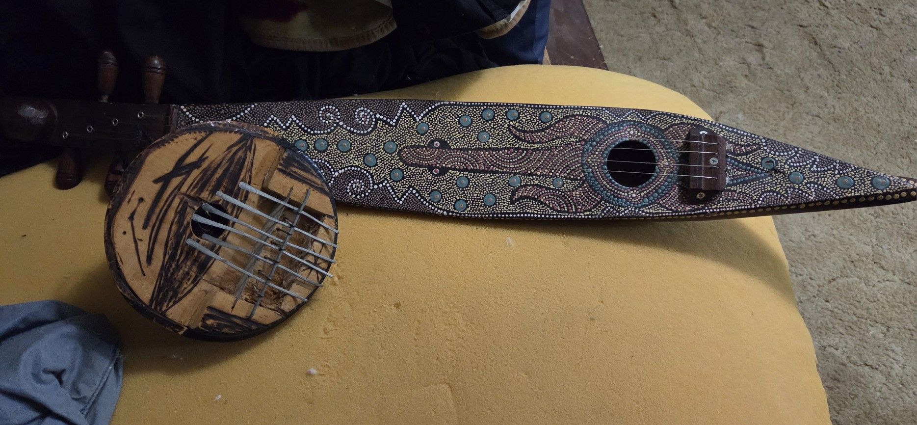 Handmade African Gourd Instruments from Kenya Kalimba Lute
