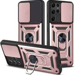  Samsung Galaxy S22 Ultra Case Slide Camera Cover with Kickstand Armor Slim S22Ultra Heavy Duty for Women Men Hard Millitary Phone Case for Galaxy S22