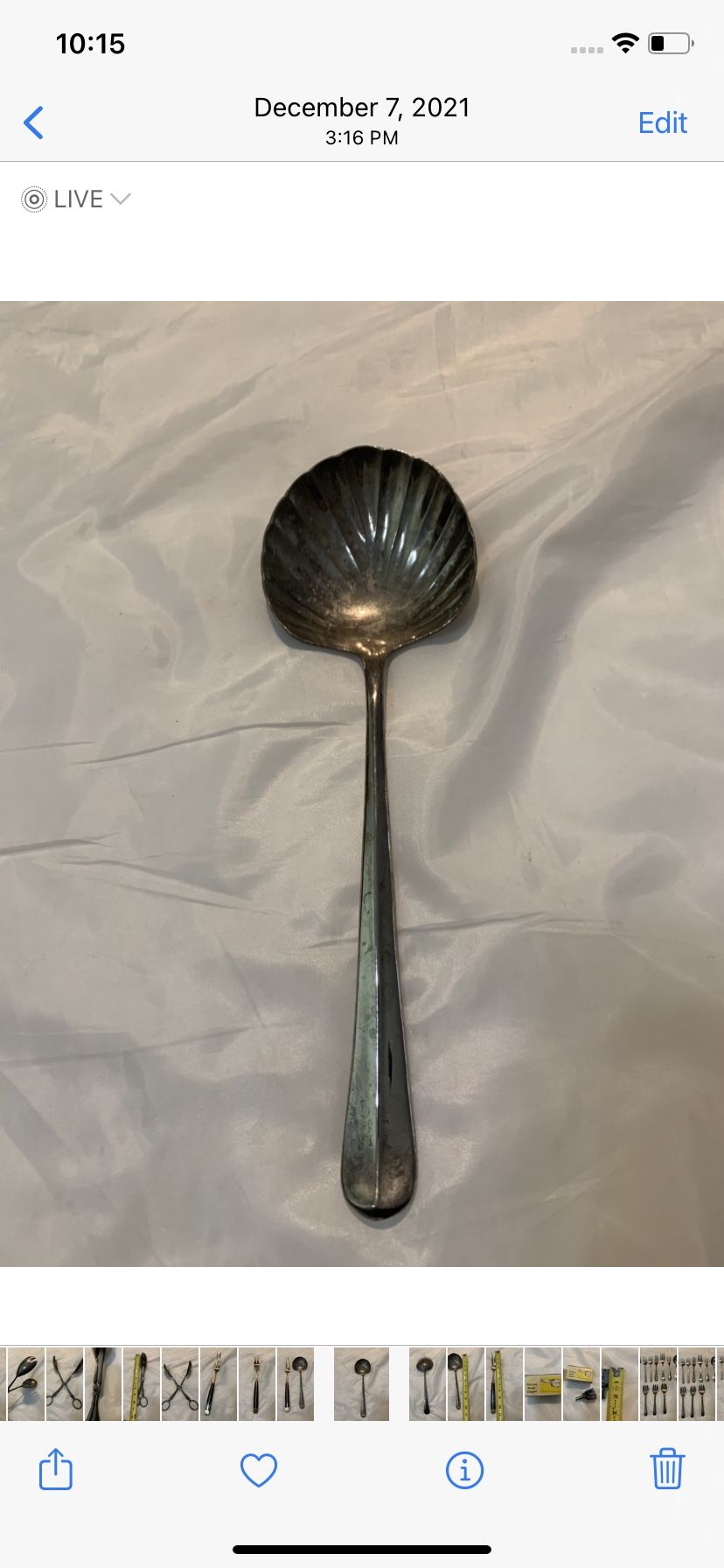 Silver Plate SHELL BOWL SERVING SPOON 10” Inches