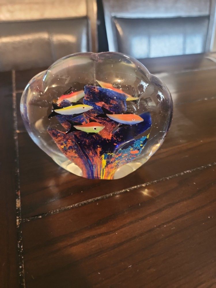 VINTAGE  ART GLASS  FISH  AQUARIUM