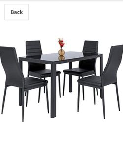 Brand New 5 Piece Glass Top Dining Set - Black