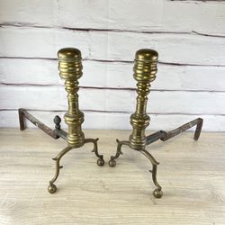 Vintage Brass Fireplace Andirons