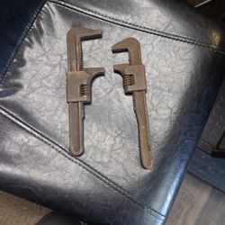 2 antique adjustable spanner/monkey wrenches