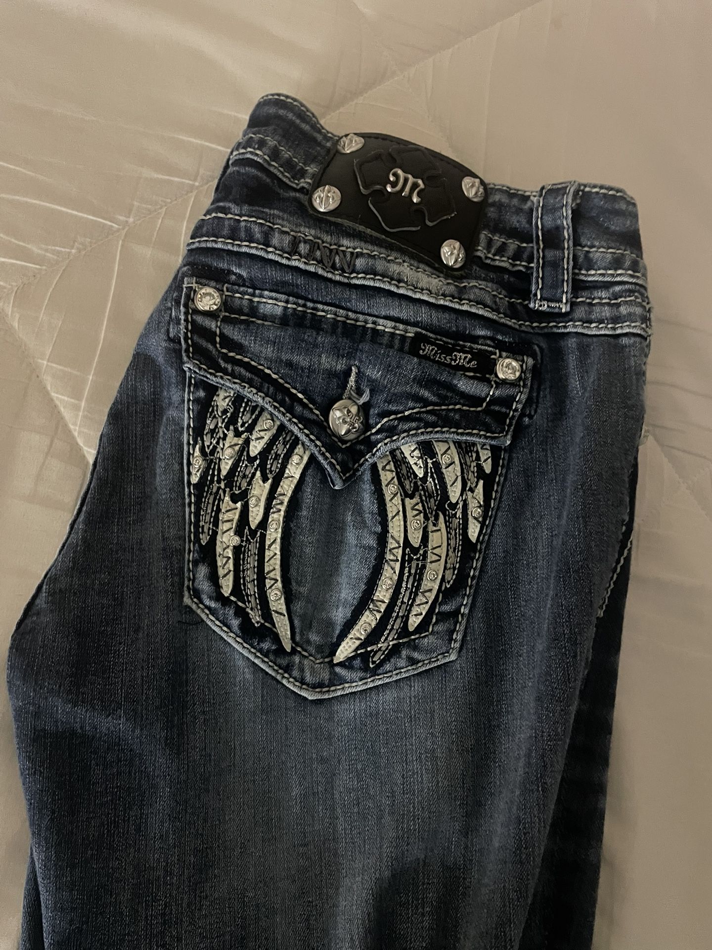 Worn Miss Me Flared low rise Jeans