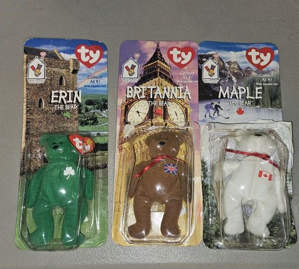 3 McDonald's Beanie Babies Erin, Britannia, Maple