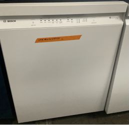 New!!! BOSH 100 Series 24inch  White Front Control Smart Built In Stainless Steel  Tub Dishwasher in White Color.  Retail Price $729 Our Price  $490 M