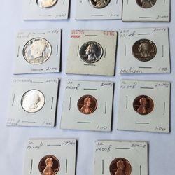 11 U.S Proof Coins Lot Quarters Nickels Cents Half Dollar 