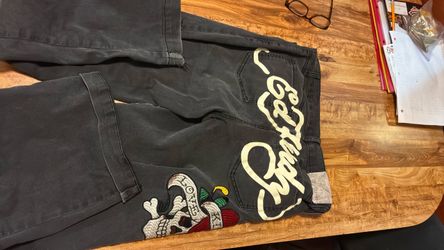 Ed Hardy Dark Gray Graphic Jeans