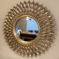 Sunflower 36" Wide Antique Gold Wall Mirror