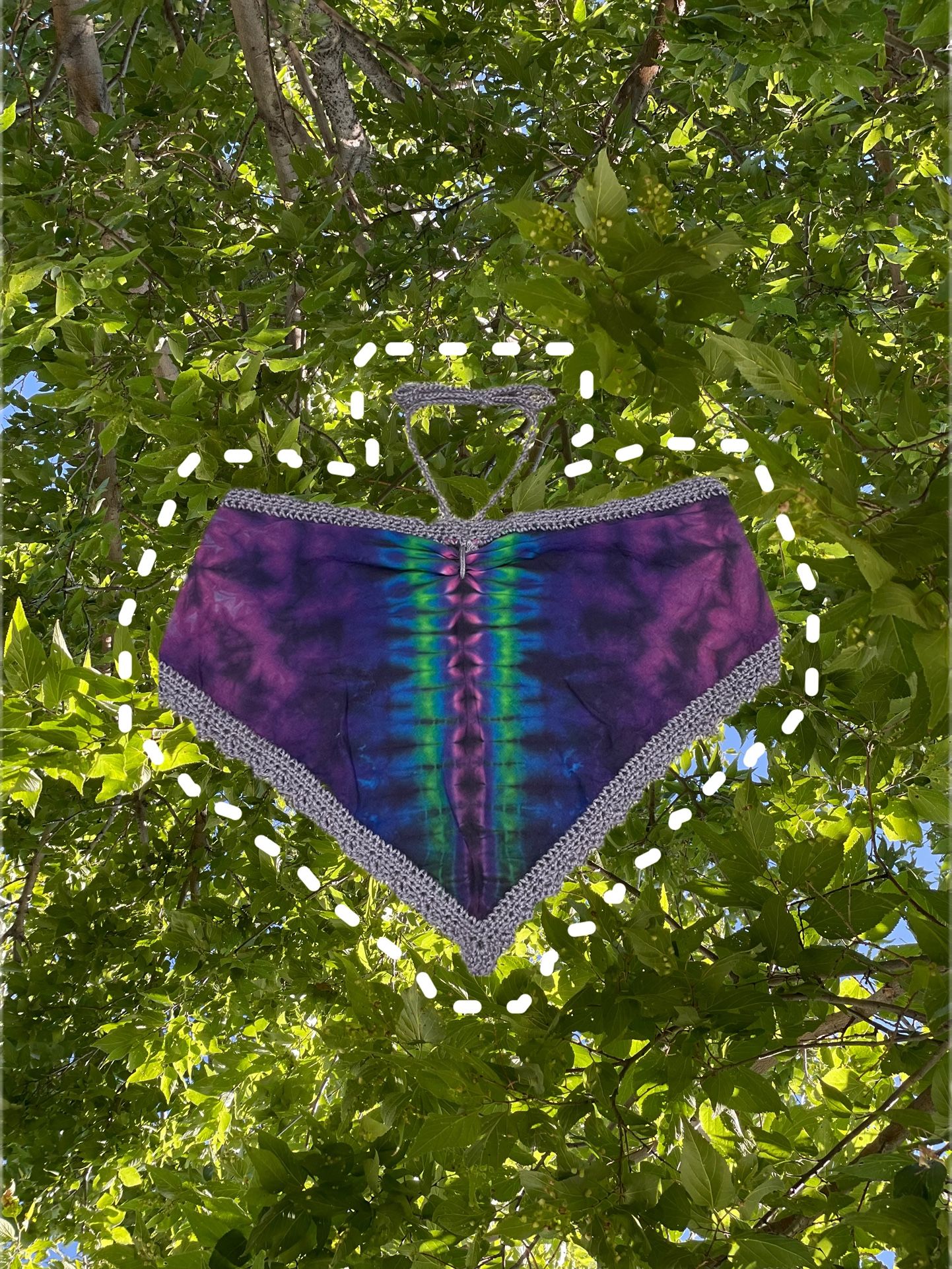 Purple tie dye crochet bandana top