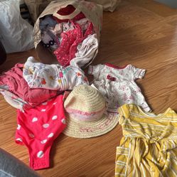 Bag Of Girls Clothes, Swimsuits, Hat  0-18 Months 