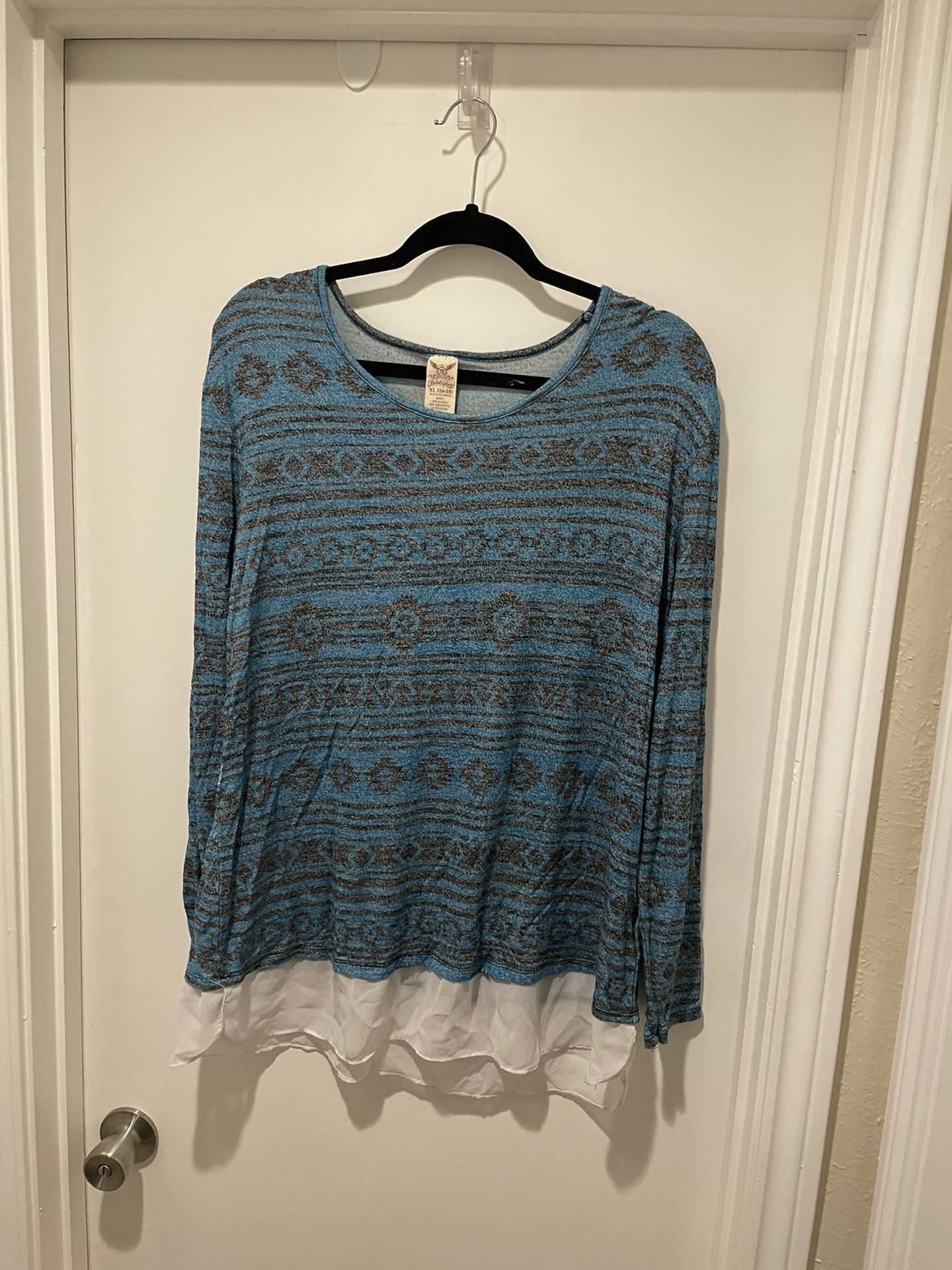 Faded Glory Blue Stripe Tunic With Hem Size XL