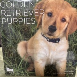 🐶 Golden Retriever Puppies Wall Calendar (12” x 24”) 🐶