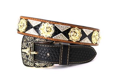 Western Belt Cowboy Gold Silver Black Brown Star Concho de Estrella Belt Pants 28 30 32 34 36 38 Cinto Vaquero