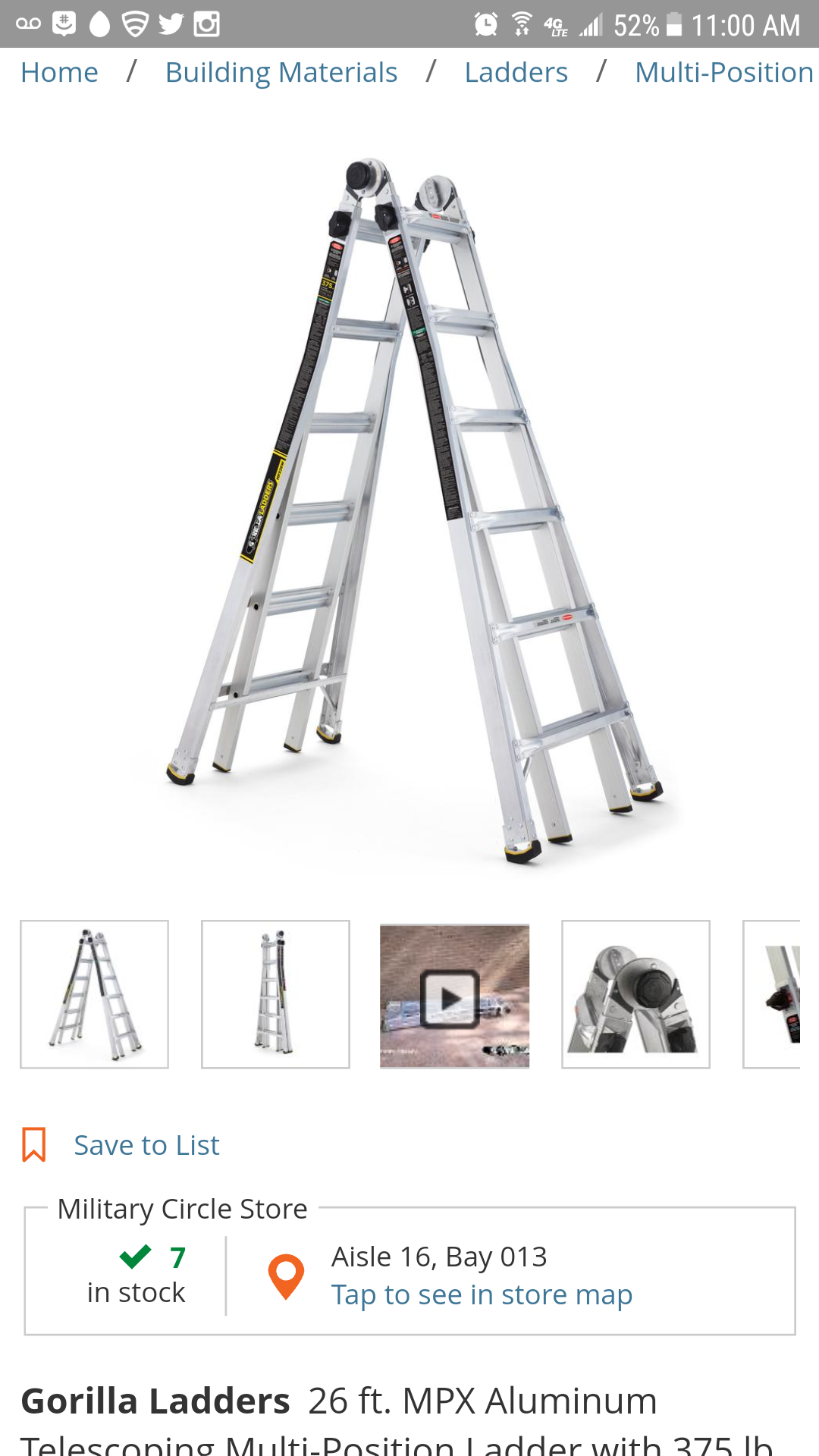 Gorilla Ladders 26 ft. MPX Aluminum Telescoping Multi-Position Ladder with 375 lb