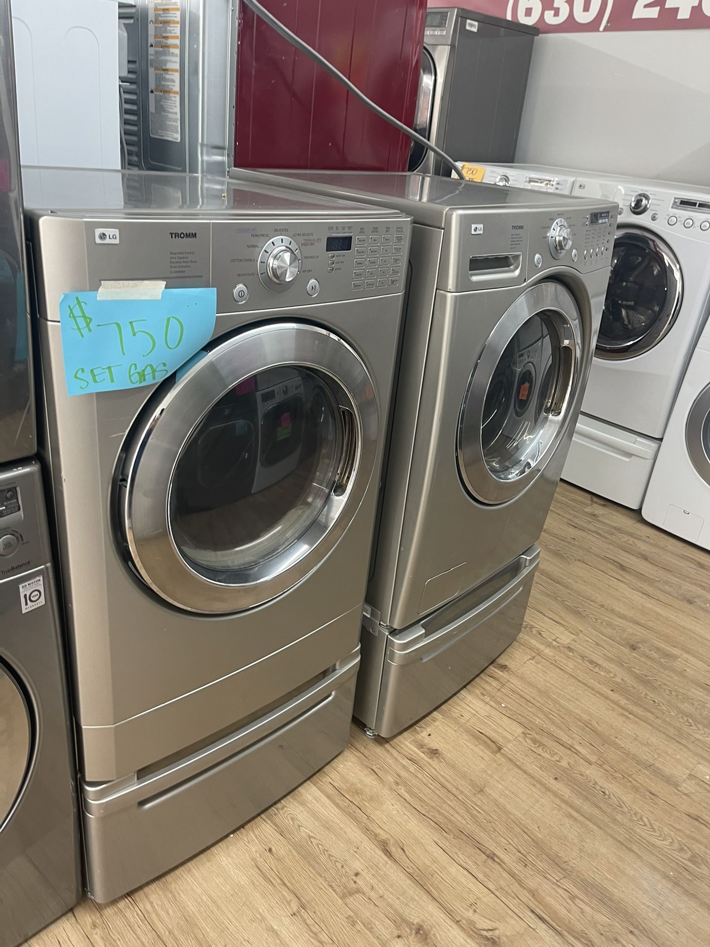 gas dryer and washer with stands