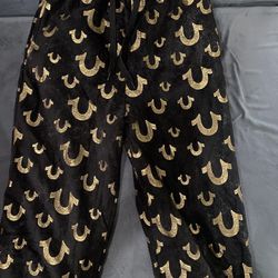 True Religion Black And Gold Joggers 