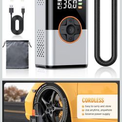 Tire Inflator Portable Air Compressor, 180PSI & 15000mAh Cordless Air Pump for Car Tires with Pressure Gauge, 3X Faster Tire Pump with Cigarette Light