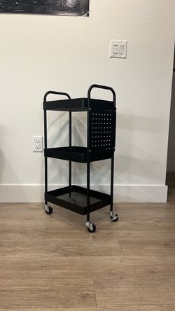 3 Tier Black Metal Utility Cart