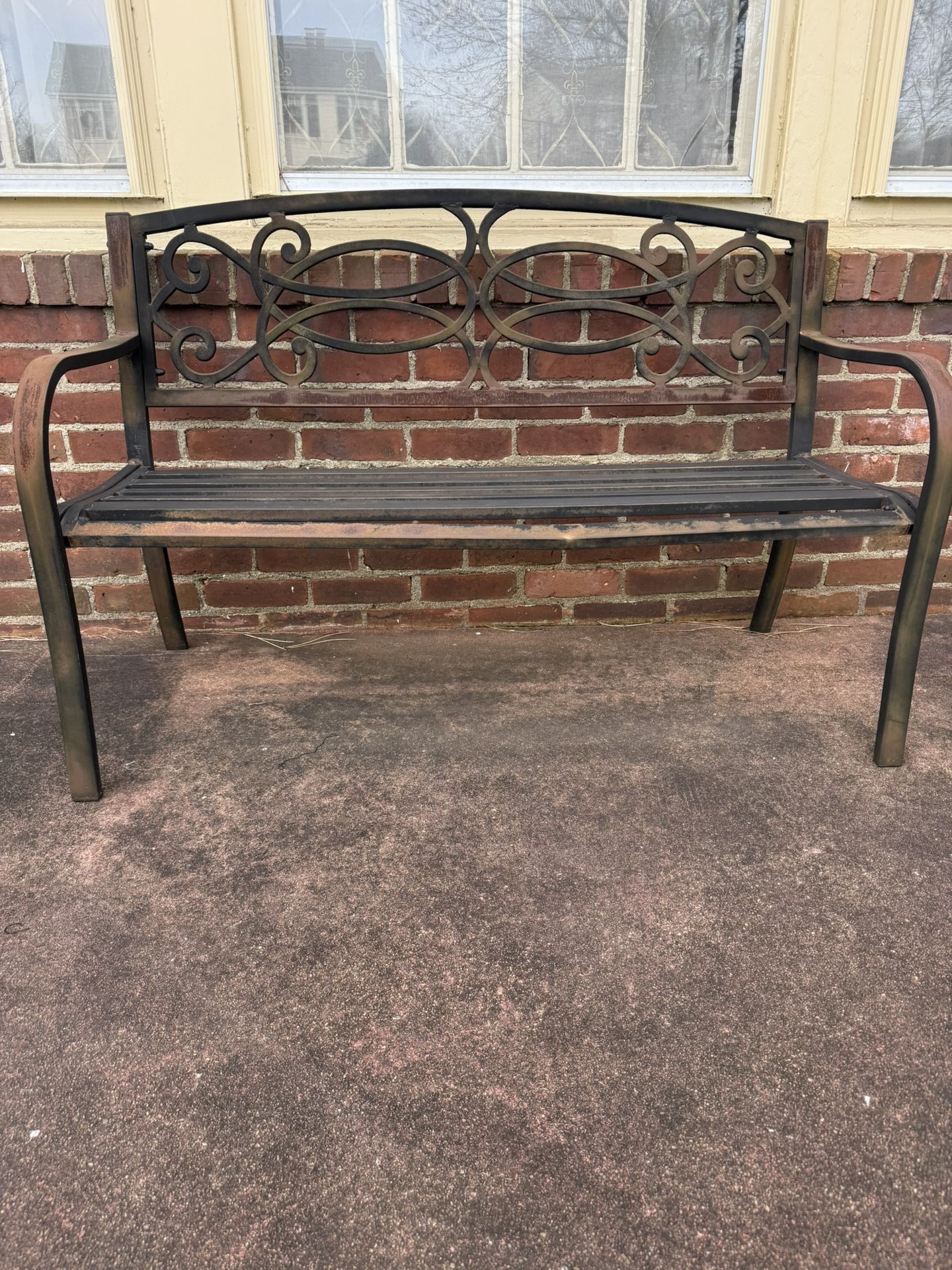 Metal Outdoor Bench - Black