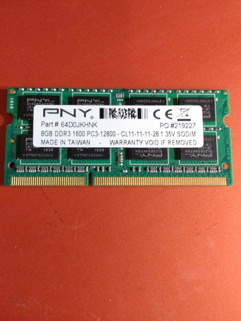 PNY 8GB DDR3 1600 PC3-12800 1.35V SO-DIMM Laptop Memory