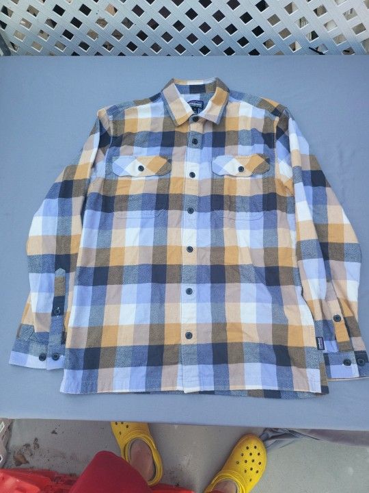 Patagonia Long-Sleeved Organic Cotton Midweight Fjord Flannel Shirt Mens M (BA)