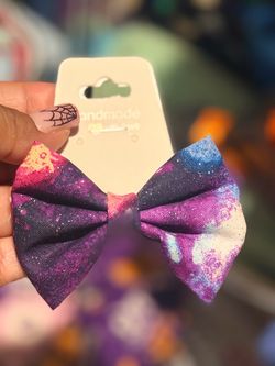 Handmade Galaxy Print Fabric Hair Bow