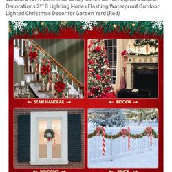 26" Christmas Candy Cane Pathway Markers Lights, Set of 10 Pack Christmas