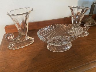 Antique Crystal Vases And Fruit Bowl Set - Perfect Condition