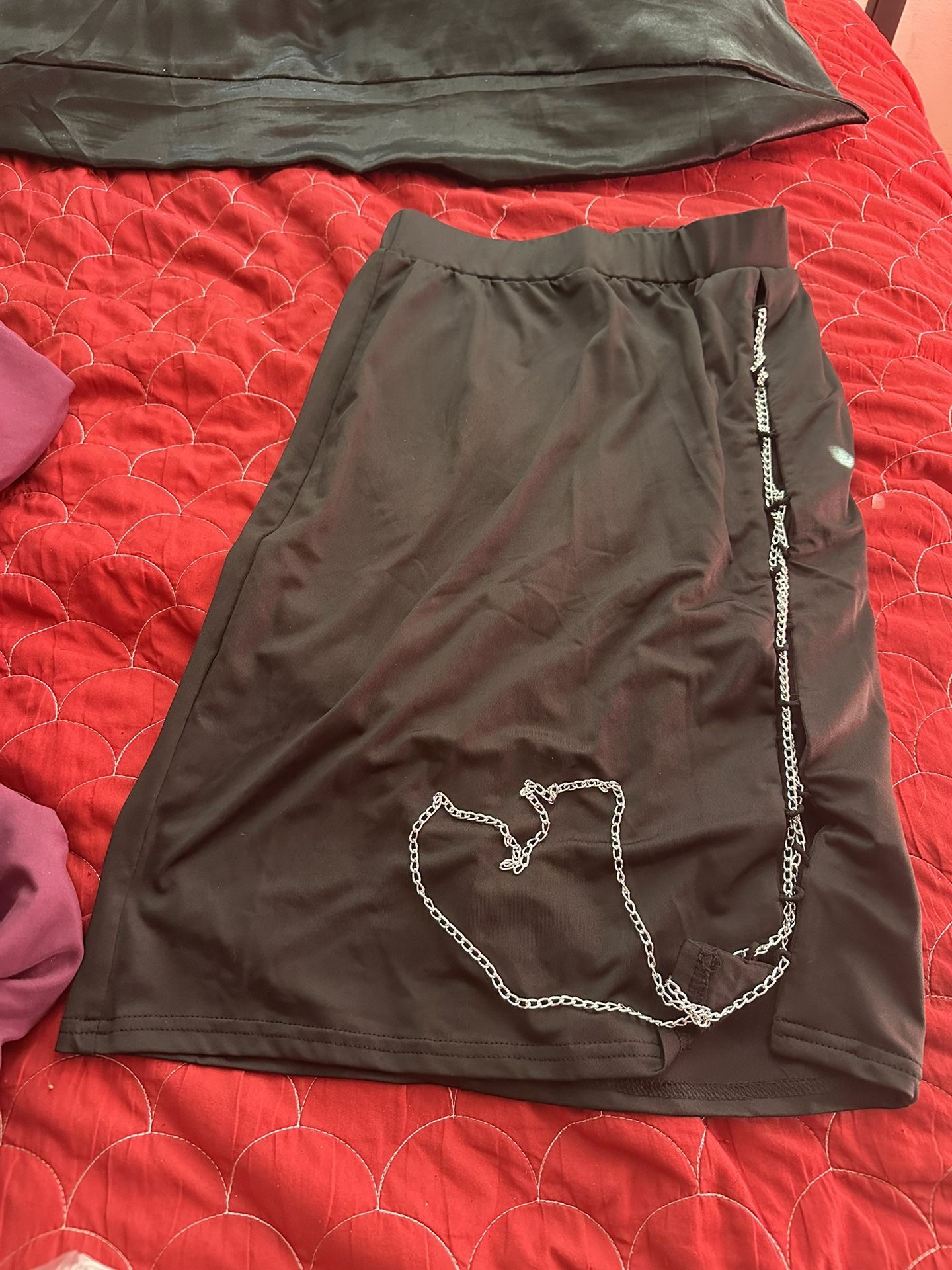 Women's Cut Out Chain Strap Lace Up Side Bodycon Skirt Sexy Skirts