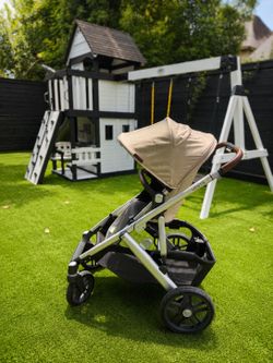UPPAbaby Vista Double Stroller | Tan / Silver | Excellent Condition