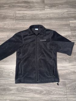 Columbia Men's Black Full Zip Fleece Jacket Stand-Up Collar Zip Pockets S
