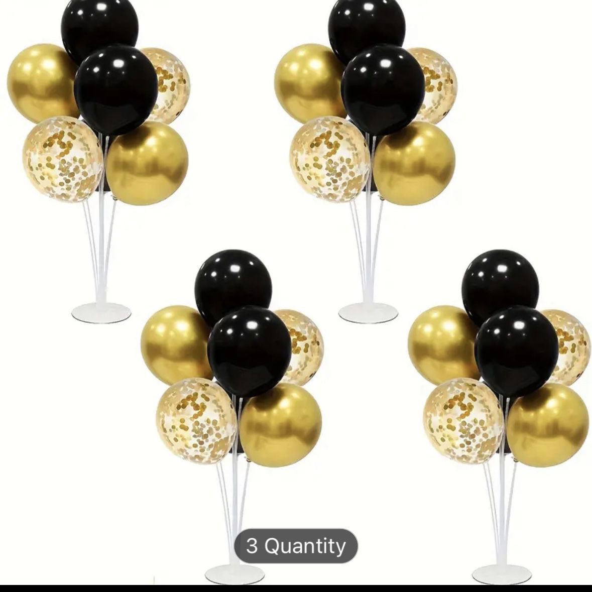 Centerpieces Balloons 3 Sets Of 4 (12 Total) Black And Gold 