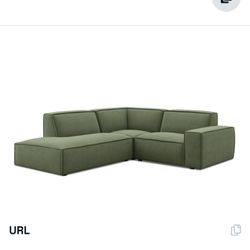 Jonathan Side Chaise Sectional Sofa Left Facing, (Performance Peyton) Moss,  Like New