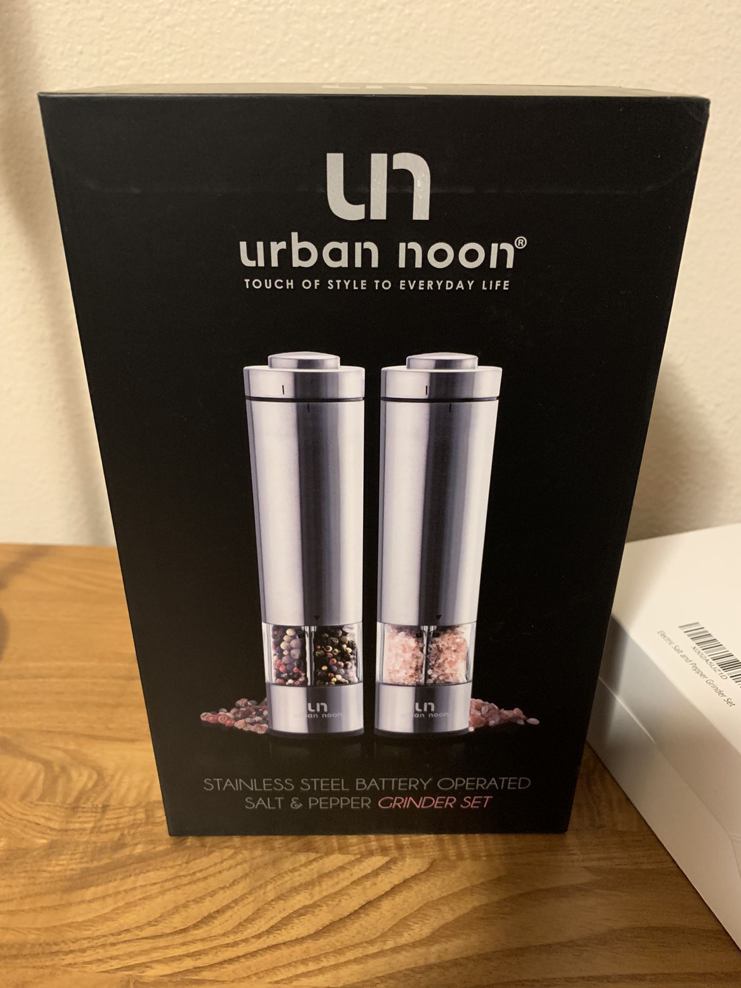 Urban Noon Electric Grinder Set Salt and Pepper Stainless Steel Battery  Operated
