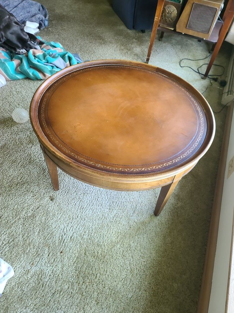 True Vintage Leather Top Coffee Table
