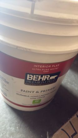 Behr interior flat paint and primer 5 gallon bucket