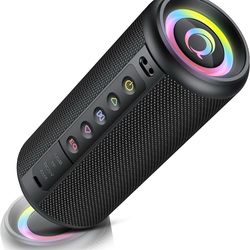 Portable Bluetooth 5.4 Wireless Speaker w 20W HD 20H Playtime, LED Light TWS Microphone
