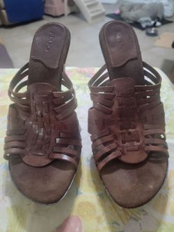 Aldo Brown Leather Strappy Heeled Sandals SIZE 8.5