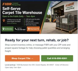 Commercial Carpet Tile Pallets – 1,000 Sq Ft – $500