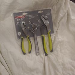 New Sears Craftsman Evolv 3 Piece Pliers And Adjustable Wrench Set