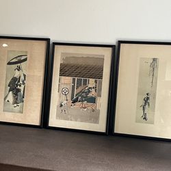 Archive Japanese Woodblock Prints – Edo/Meiji Lineage, c. 1890–1910, with Original Text. UV glass