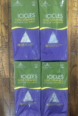 VTG NOS Holiday Time Icicles 1000 Strands Each 18 Inches Silver Tinsel Lot of 4 Made In USA Manufactured 1990s Christmas Tree Decor Nostalgic Ornament