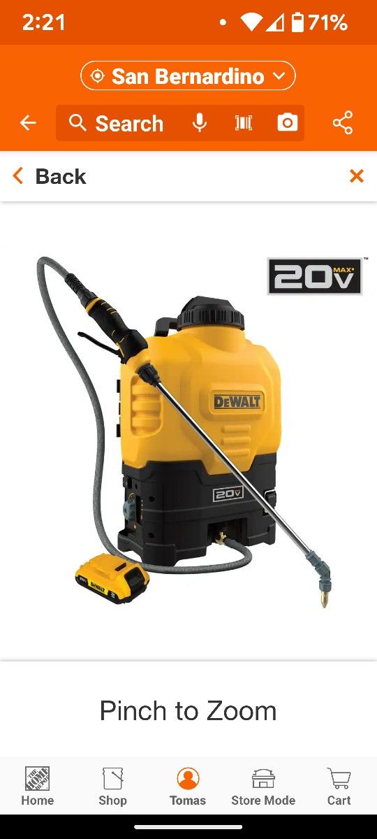 The DEWALT 4 Gal. Lithium-ion Powered Backpack Sprayer
