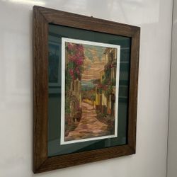 Signed Mexican Popotillo Straw Art Colonial Village – Begins the Day