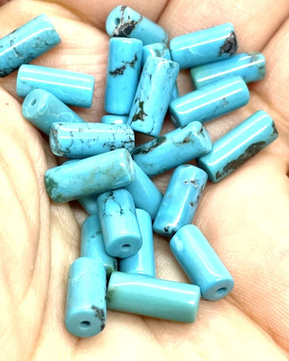 Lot Of 8mm Turquoise Tube Beads 