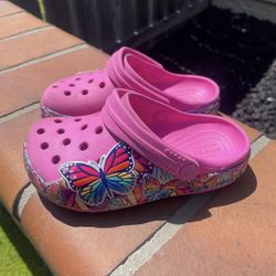Pink Butterfly Crocs